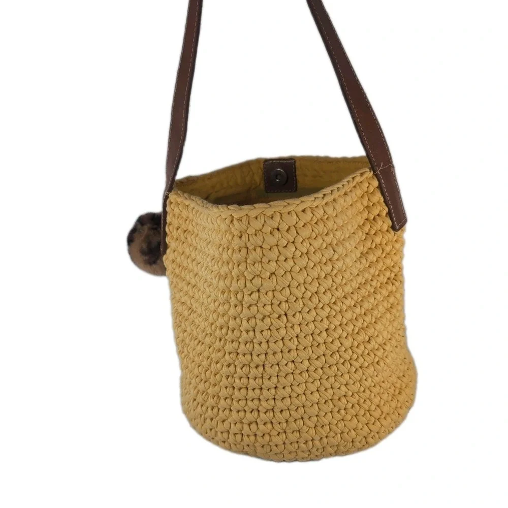 Beehive Crochet Art Handmade Yellow Shoulder Bag Tote Carryall Bucket Bag W/Tags